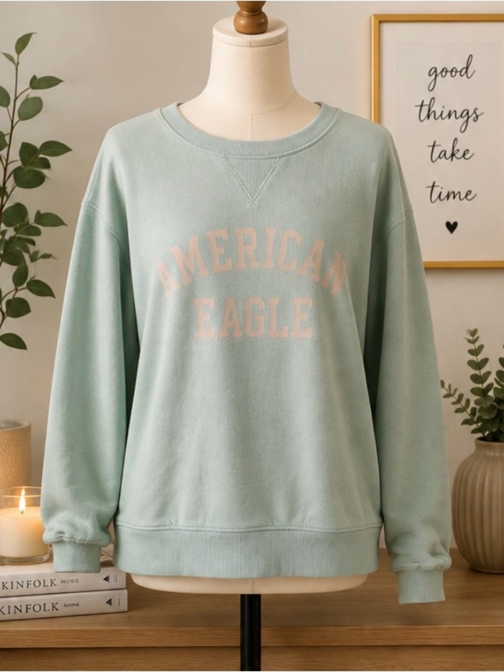 American Eagle Outfitters Mint Crewneck Sweatshirt